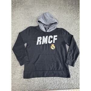 Real Madrid Hoodie Sweatshirt Boys XL Black Gray Soccer RMCF 100% Madridista